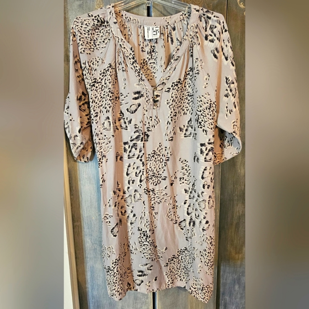 Barneys New York CO-OP Animal Print Silk Dress (L)